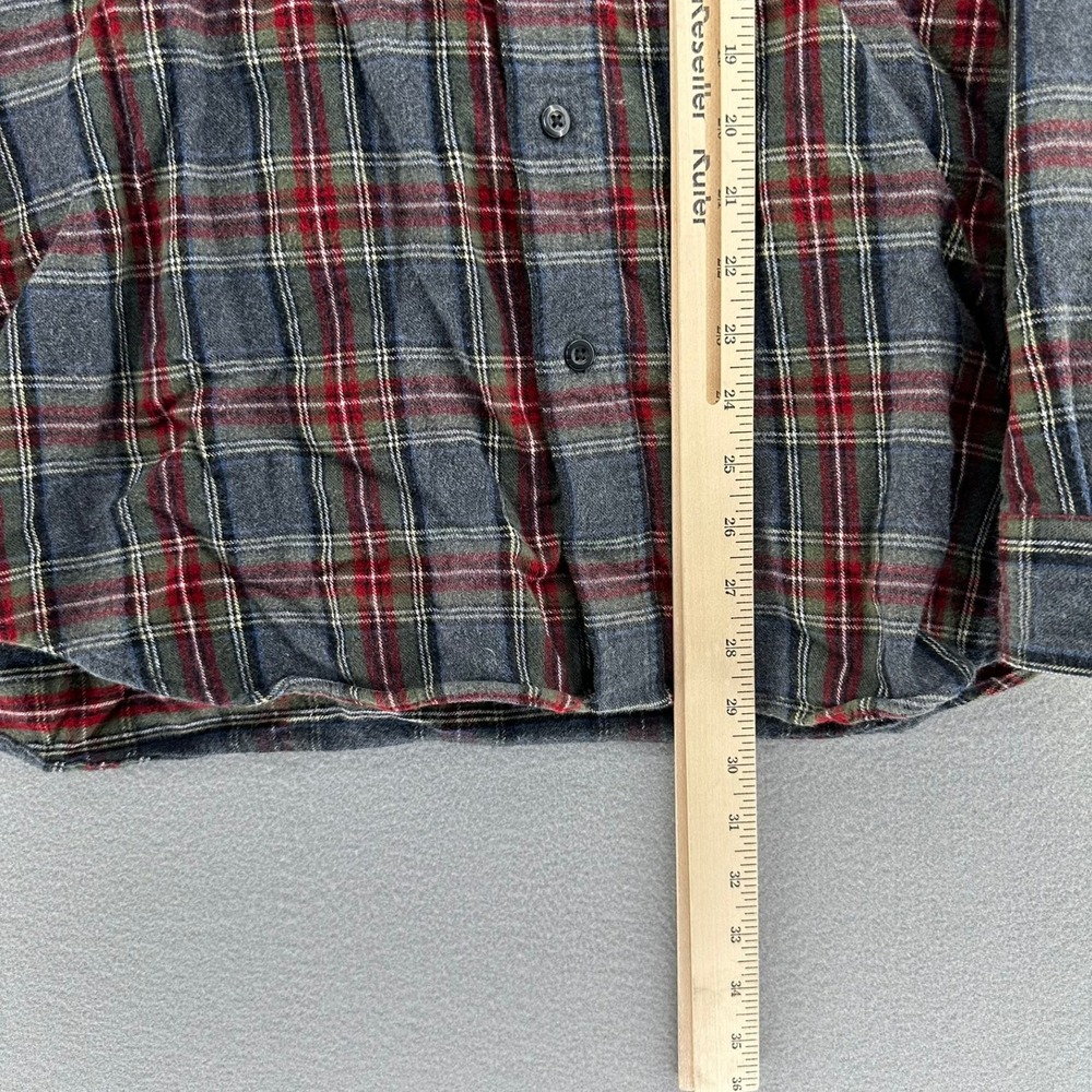 L.L. Bean Traditional Fit Scotch Plaid Flannel Button Up Shirt Grey L Cabincore - Picture 7 of 10